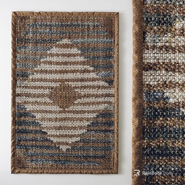 Square Area Rugs With Geometric Patterns And Woven Texture In Neutral Tones 3d model