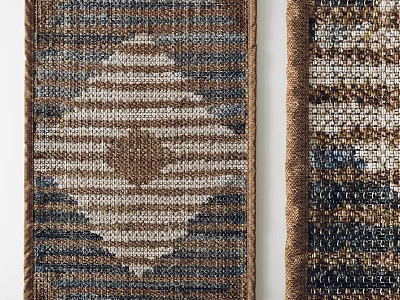 Square Area Rugs With Geometric Patterns And Woven Texture In Neutral Tones 3d model