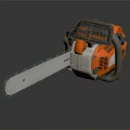 Orange And Gray Handheld Electric Chainsaw Hardware Tool With Long Chain Blade 3d model