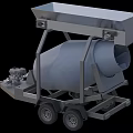Industrial Mobile Concrete Mixer With Trailer Mounted Wheeled Drum And Feeding Hopper