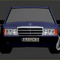 Blue Mercedes Benz Classic Sedan with White Wheels and Shiny Exterior