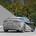 Modern Black Car With Sleek Exterior Design Parked Outdoor Near Green Trees