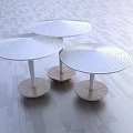Modern Mushroom Shaped Landscape Seats With White Canopy And Wooden Base