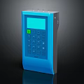 Handheld Blue Commercial Equipment Featuring Digital Display Keypad Controls And Interface Ports 3d model