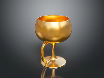 Elegant Golden Metal Cup With Handle And Round Base For Daily Use 3d model