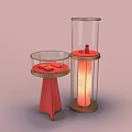 Luxury Jewelry Store Display Cases With Red Bases Transparent Glass And Illuminated Lighting