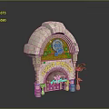 Jurassic Fortune Themed Entrance Gate With Ornate Stone Carvings And Palm Trees