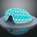 Futuristic Dome Shaped Architecture With Blue White Patterned Surface And Circular Base 3d model
