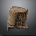 Organic Plant Stump With Natural Wood Texture Placed On Wooden Base Stand