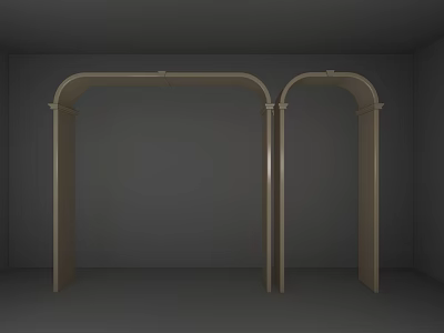 Two Classic Arched Door Frames in Gray Background Room Interior Design 3d model