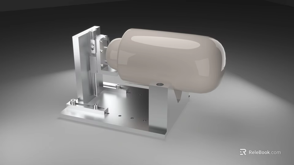 Industrial Equipment With Metal Frame And White Cylindrical Component On Base Platform 3d model 