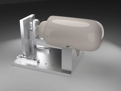 Industrial Equipment With Metal Frame And White Cylindrical Component On Base Platform 3d model