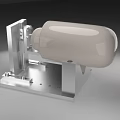 Industrial Equipment With Metal Frame And White Cylindrical Component On Base Platform