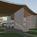 Scenic Cultural Center Complex With Lush Trees Green Spaces And River Views