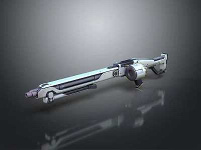 Futuristic Sci Fi Weapon With Streamlined White Blue Mechanical Design And Shiny Finish 3d model