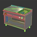 Modern Stainless Steel Kitchen Appliance with Flat Cooktop Burners and Cabinet Base