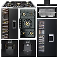 Modern Stainless Steel Wine Cabinet With Multi Layered Racks Glass Door And Lighting