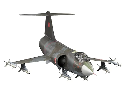 Military Fighter Jet With Camouflage Paint Missiles Attached On Wings And Cockpit Tail Fin 3d model