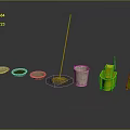 Modern mop bucket mop bucket mop automatic spin drying mop bucket 3d model