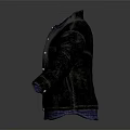 Black Leather Jacket With Blue Denim Shirt And White Inner Layer Design 3d model