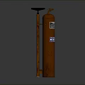 Brown Cylindrical Fire Extinguisher With Black Handle And Nozzle For Home Safety