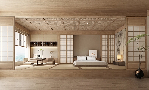 Japanese Style Room Hotel Guest Room Homestay Tatami Tea Room 3d model