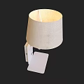 Modern Wall Lights With White Base Curved Arm Fabric Shade And Warm Glow