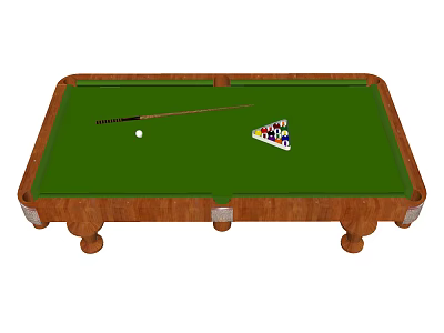 Professional Billiard Table With Green Felt Surface Cue Stick Triangle Rack And Balls 3d model