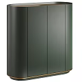 Elegant Modern Cabinet With Dark Green Sleek Finish And Gold Accent Trim Details
