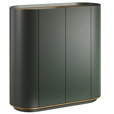 Elegant Modern Cabinet With Dark Green Sleek Finish And Gold Accent Trim Details 3d model