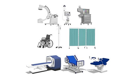 Modern medical equipment, sickbed diagnosis and treatment equipment, medical wheelchair isolation belt, medical equipment and equipment 3d model