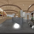 Hotel Lobby Interior Design With Wooden Ceiling Beams Stone Reception Desk And Traditional Decorations