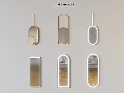 Stylish Wall Mirrors With Various Shapes And Elegant Frames For Home Decor 3d model