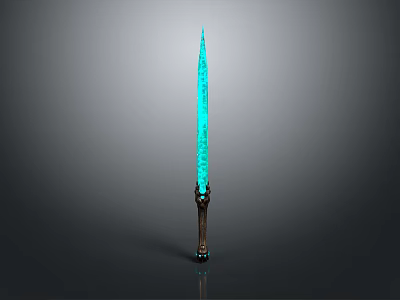 Fantasy Decorative Sword With Blue Glowing Blade And Metallic Hilt 3d model