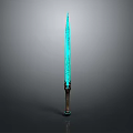 Fantasy Decorative Sword With Blue Glowing Blade And Metallic Hilt