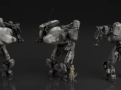 Robot mechanical battle armor armed robot fighter armor sci-fi mecha 3d model