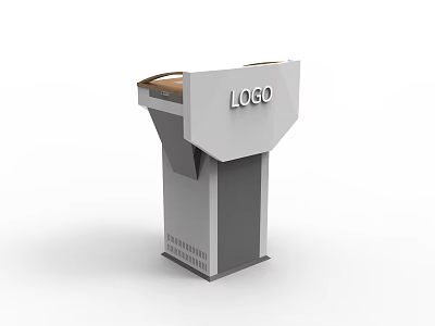 Functional Desk With White Body And Brown Top Featuring Front LOGO 3d model