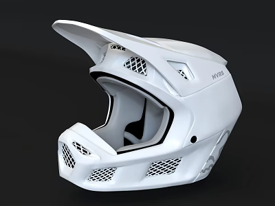 White Sports Helmet With Ventilated Mesh Vents And N195 Visor Protective Design 3d model
