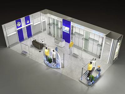 Modern Clothing Store Interior Design With Open Layout Mannequins And Display Shelves 3d model