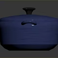 Stylish Blue Cooking Pot With Lid And Two Handles For Kitchen Use
