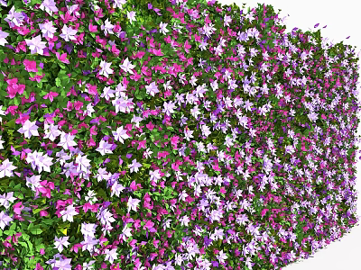 Colorful Floral Backdrop Wall With Pink Purple White Flowers And Green Leaves 3d model