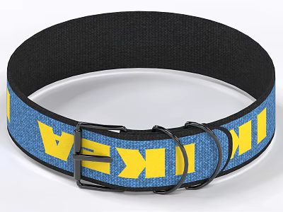 LIKA Blue And Yellow Canvas Belt With Black Buckle And Strap Design 3d model