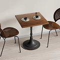 Modern Dining Table and Chairs Set With Wooden Top Metal Base and Fan Back Design