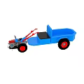 Electric Toy Tractor With Blue Trailer And Red Wheels For Kids Play