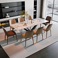 Modern Light Luxury Dining Table and Chair 3d model