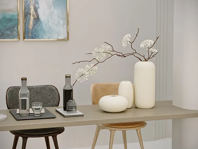 Modern Minimalist Tabletop Ornament Combination With Vase Decorative Bottles Spherical Decor And Flower Branches 3d model