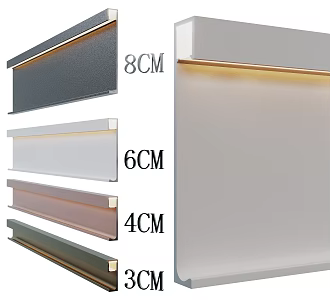 Minimal embedded skirting line very narrow aluminum alloy skirting line flat wall luminous skirting line stainless steel waist line 3d model
