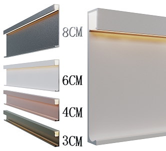 Minimal embedded skirting line very narrow aluminum alloy skirting line flat wall luminous skirting line stainless steel waist line 3d model