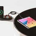 Mobile Phone On Wireless Charger With Smartwatch And Tablet On Table 3d model