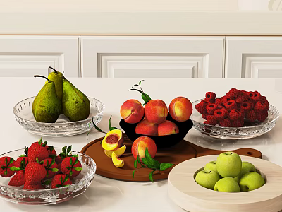 fruit combination strawberry apple kitchen 3d model